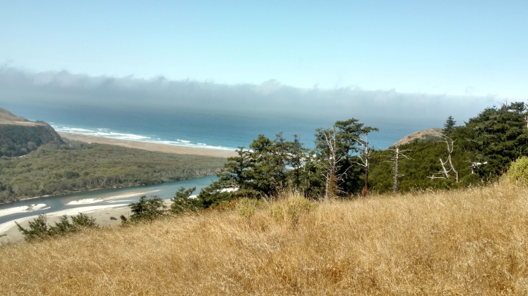 The view from the Lost Coast Ranch. The river in this picture is the Mattole, and the larger body of water it runs into is the Pacific Ocean.